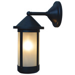 Berkeley Arm Outdoor Wall Sconce - Satin Black / Frosted