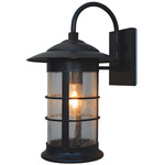 Newport Hanging Long Outdoor Wall Sconce - Satin Black / Clear Seedy