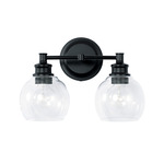 Mid Century Bathroom Vanity Light - Matte Black / Clear