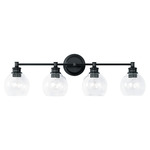 Mid Century Bathroom Vanity Light - Matte Black / Clear