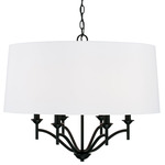 Peyton 6-Light Pendant - Matte Black / White Fabric