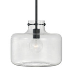 Brighton Pendant - Matte Black / Clear Ribbed Glass
