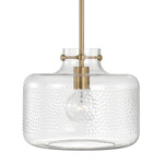 Brighton Pendant - Aged Brass / Clear Pebbled Glass