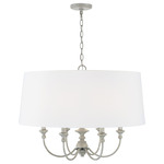 Penelope 6-Light Pendant - Painted Grey / White Fabric