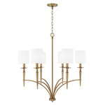 Abbie Chandelier - Aged Brass / White Fabric