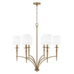 Abbie Chandelier - Aged Brass / White Fabric