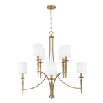 Abbie Chandelier - Aged Brass / White Fabric