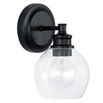 Mid Century Wall Sconce - Matte Black / Clear