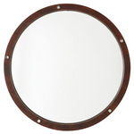 Round Wood Mirror - Polished Nickel / Dark Wood