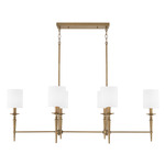 Abbie Island Chandelier - Aged Brass / White Fabric