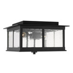 Barrett Outdoor Ceiling Light Fixture - Black / Antique Glass