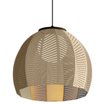 Amicus LED Pendant - Dark Stained Walnut / Distressed Brass