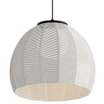 Amicus LED Pendant - Dark Stained Walnut / Textured White