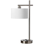 131 Table Lamp - Satin Chrome / White