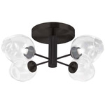 Abii Semi-Flush Mount - Matte Black / Clear / Clear