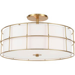 Alcala Semi-Flush Ceiling Light - Aged Brass / Frosted