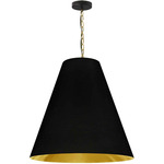 Anaya Pendant with Metallic Interior - Aged Brass / Black / Gold