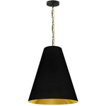 Anaya Pendant with Metallic Interior - Aged Brass / Black / Gold