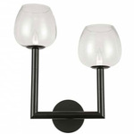 Nora 2-Light Wall Sconce with Shades - Matte Black / Clear