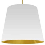 Oversized Tapered Drum Pendant - Aged Brass / White / Gold / White / Gold