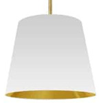 Oversized Tapered Drum Pendant - Aged Brass / White / Gold / White / Gold
