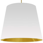 Oversized Tapered Drum Pendant - Aged Brass / White / Gold / White / Gold