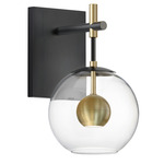 Nucleus Wall Sconce - Black / Natural Aged Brass / Clear