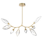 Rock Crystal Modern Branch Chandelier - Gilded Brass / Chilled Clear