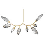 Rock Crystal Modern Branch Chandelier - Gilded Brass / Chilled Smoke