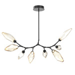 Rock Crystal Modern Branch Chandelier - Matte Black / Chilled Amber