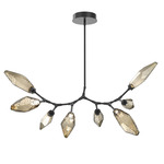 Rock Crystal Modern Branch Chandelier - Matte Black / Chilled Bronze