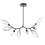 Rock Crystal Modern Branch Chandelier - Matte Black / Chilled Clear