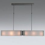 Textured Glass 3000K Linear Pendant - Metallic Beige Silver / Frosted Strata