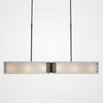 Textured Glass 3000K Linear Pendant - Flat Bronze / Frosted Granite