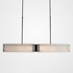 Textured Glass 3000K Linear Pendant - Flat Bronze / Frosted Rimelight