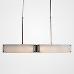 Textured Glass Linear Pendant - Flat Bronze / Frosted Rimelight