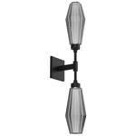 Aalto Double Wall Sconce - Matte Black / Optic Ribbed Smoke