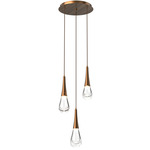 Raindrop Waterfall Round Multi Light Pendant - Oil Rubbed Bronze / Clear