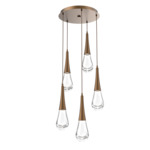 Raindrop Waterfall Round Multi Light Pendant - Flat Bronze / Clear