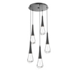 Raindrop Waterfall Round Multi Light Pendant - Matte Black / Clear