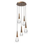 Raindrop Waterfall Round Multi Light Pendant - Oil Rubbed Bronze / Clear