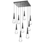 Raindrop Waterfall Square Multi Light Pendant - Matte Black / Clear