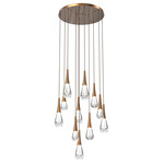 Raindrop Waterfall Round Multi Light Pendant - Oil Rubbed Bronze / Clear