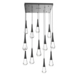 Raindrop Waterfall Square Multi Light Pendant - Matte Black / Clear