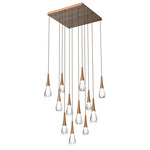 Raindrop Waterfall Square Multi Light Pendant - Oil Rubbed Bronze / Clear