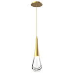 Raindrop Pendant - Gilded Brass / Clear
