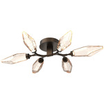 Rock Crystal Semi Flush Ceiling Light - Flat Bronze / Chilled Amber