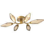 Rock Crystal Semi Flush Ceiling Light - Gilded Brass / Chilled Bronze