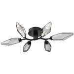 Rock Crystal Semi Flush Ceiling Light - Matte Black / Chilled Smoke