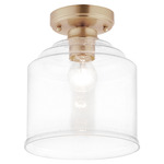 Acadia Semi Flush Ceiling Light - Heritage Brass / Clear Seedy